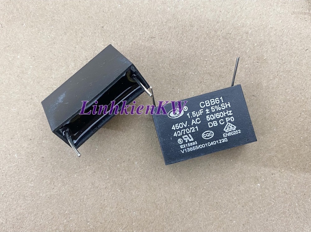 Tụ Quạt 1.5uf 450v Chân Kim, Mới, Chính gốc 100%