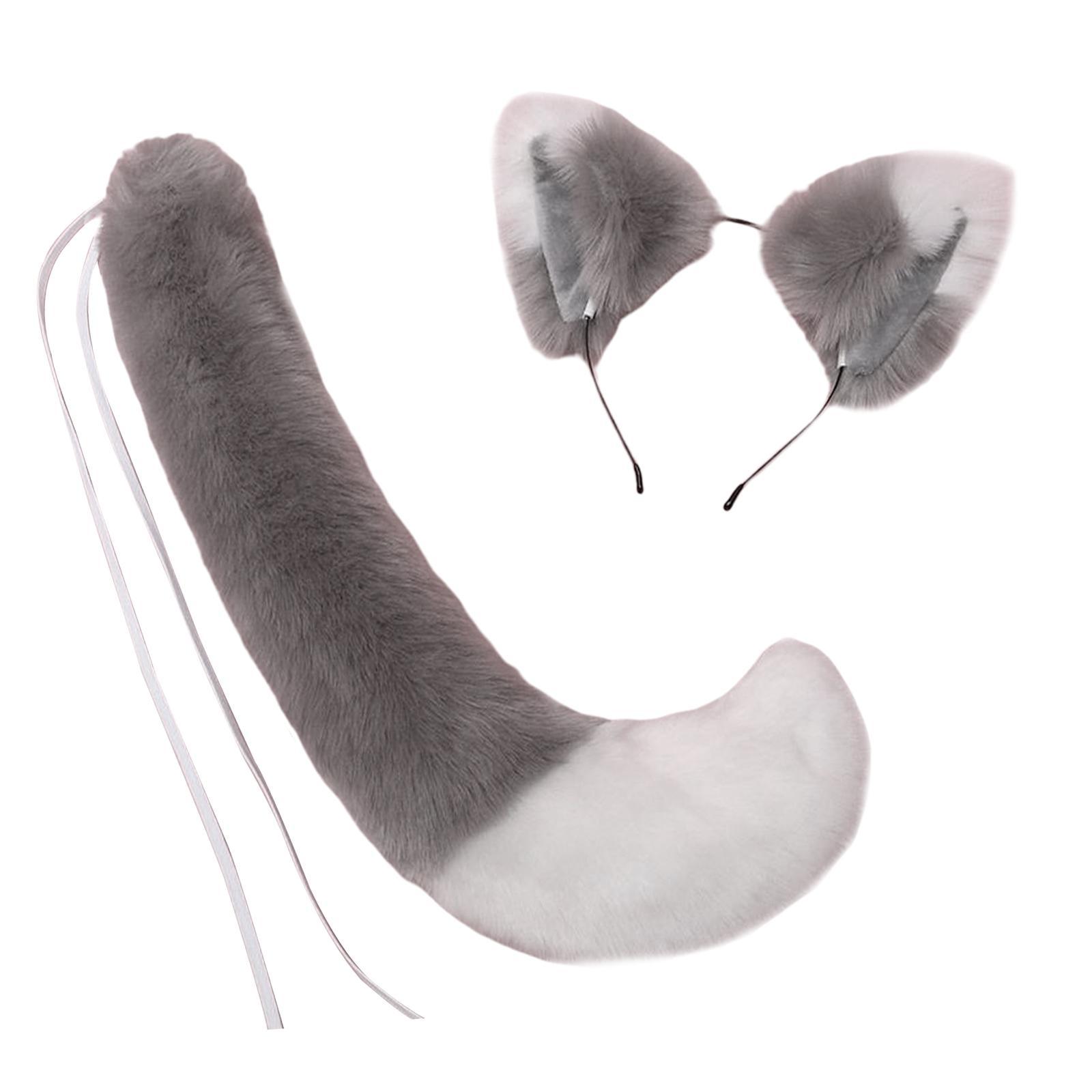 Ears and Long Tail Set Dress up Costume Accessories for Prom Halloween