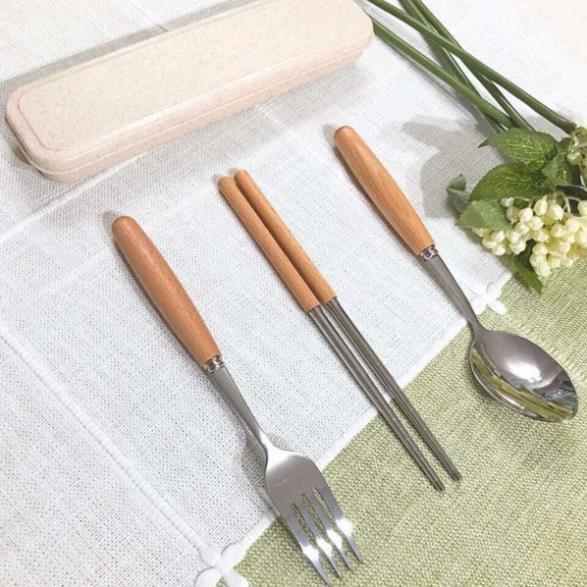 Hộp 3 đũa, thìa, dĩa lúa mạch
