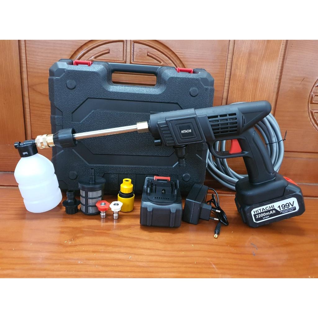 Máy xịt rửa xe không dây, dùng pin khủng 199V, mẫu mới 2021