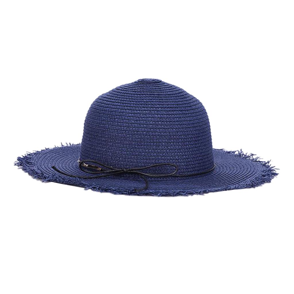 Women Straw Weave Floppy Hat Summer Sun Protection Wide Brim Beach Cap