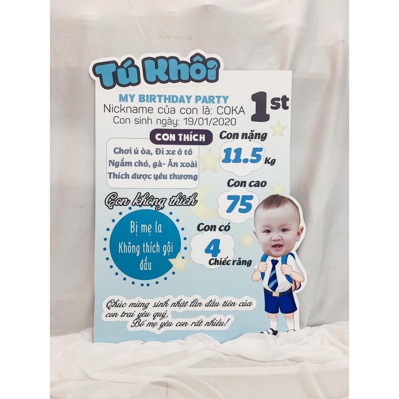 Bảng chalkboard thông tin bé theo yêu cầu