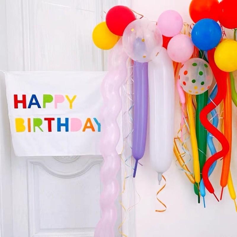 Banner vải treo: Happy birthday bằng vải phong cách Hàn Quốc sặc sỡ