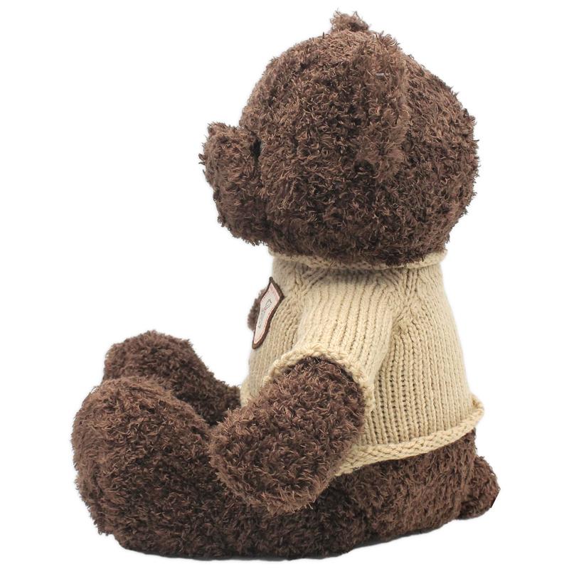 Thú Bông Gấu Teddy Nâu Đậm 40 cm - ZooZoo 40240 - Mặc Áo Len Logo