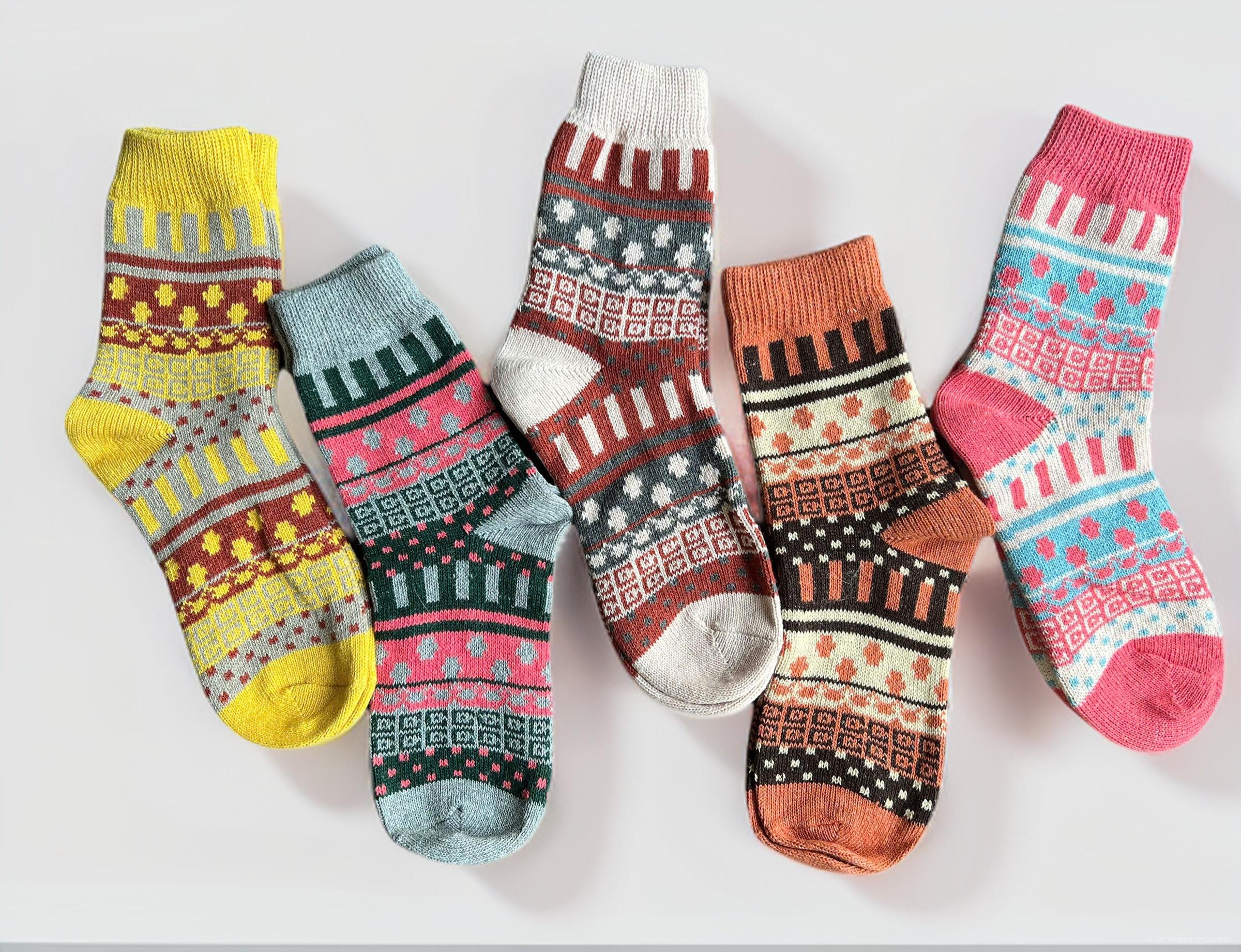 SET 5 ĐÔI TẤT VỚ NỮ LEN DÀY PHONG CÁCH BẮC ÂU CAO CẤP MÃ 33 DÀNH CHO NỮ