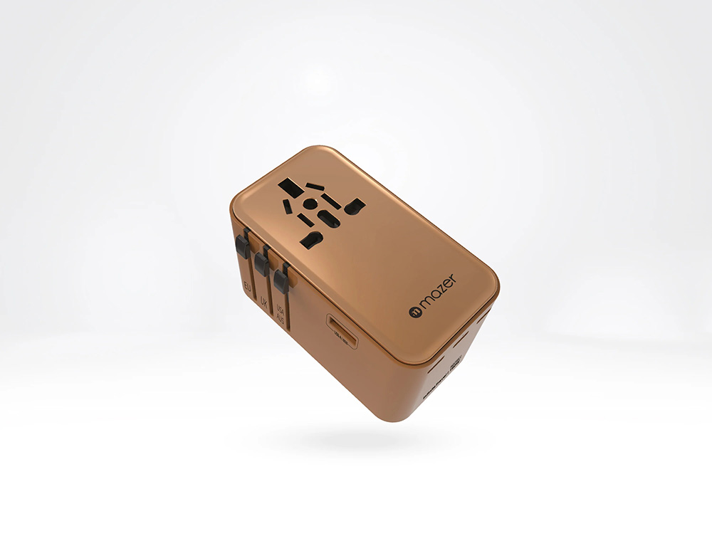 Củ Sạc Du Lịch MAZER Infinite Travel PD160W GaN3 Pro 03xUSB-C 01xUSB-A Sử Dụng Được Trên 224 Quốc Gia Hàng Chính Hãng