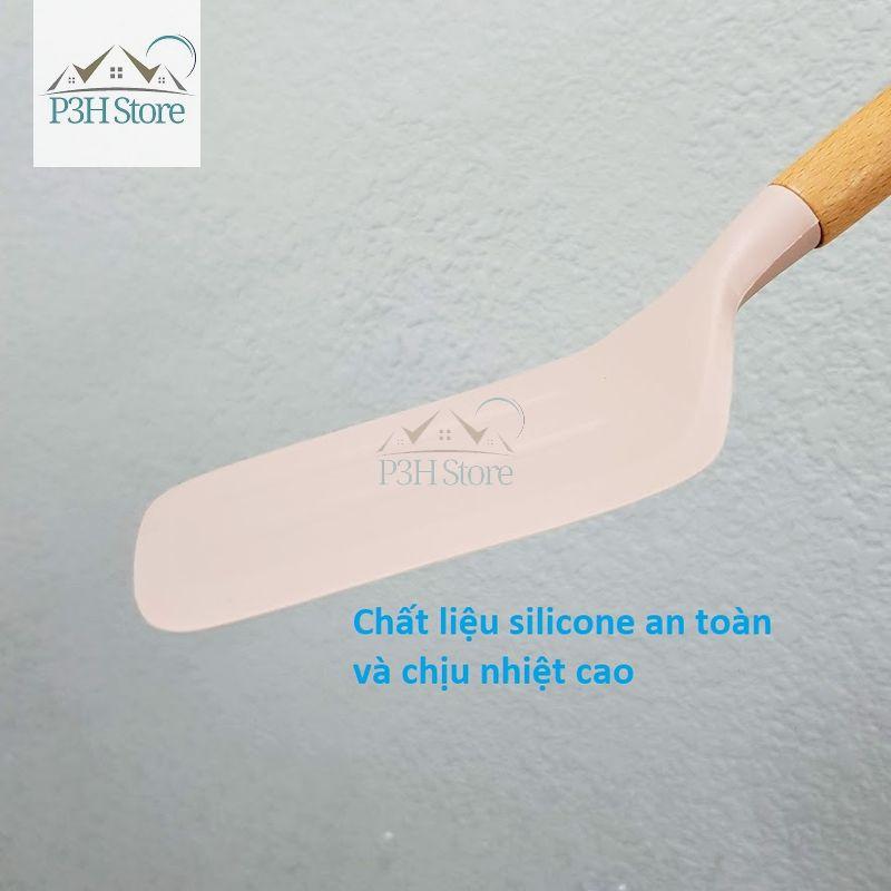 Dụng cụ bếp silicone Lock&amp;Lock cán gỗ sồi muôi múc canh CKT228 Xẻng xào CKT229 Nghiền khoai tây CKT430