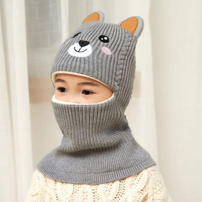 2020 Bé Gái Mới Mùa Đông Mũ Ấm Gấu Skullies Beanies Dệt Kim Mũ Trẻ Em Balo Mặt Nạ Nón Gorras