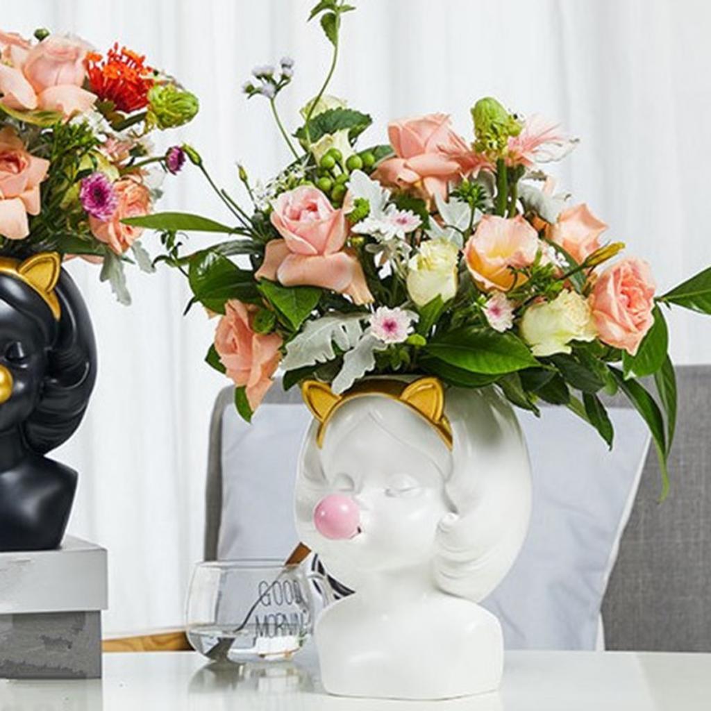 Adorable Girls Blow Bubbles Cactus Plant Pot Flower Pot Container Planter White