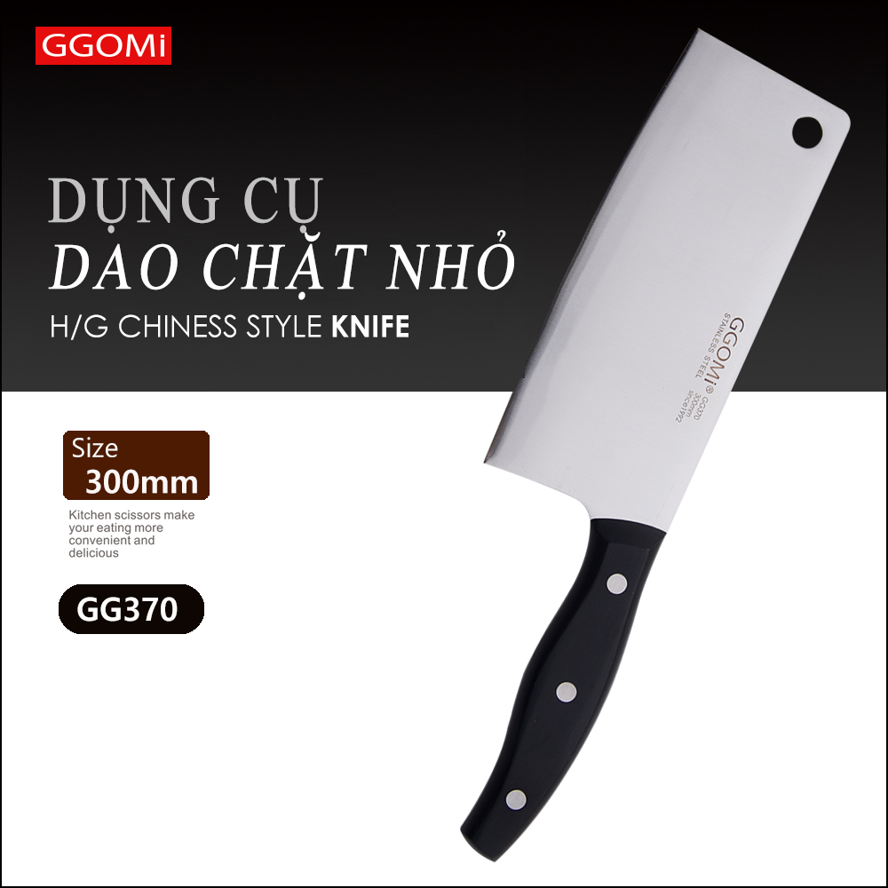 [HÀNG CHÍNH HÃNG] Dao thái bản vuông, chặt bằng thép không gỉ an toàn có độ dài 30cm, lưỡi dài 17cm của GGOMi Hàn Quốc GG370