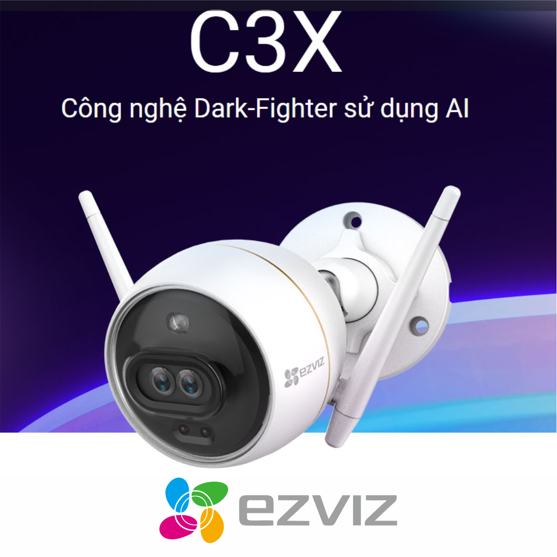 Camera EZVIZ C3X 1080P, WIFI, Chống Nước IP67, Ghi Gình Ban Đêm Có Màu, Tích Hợp AI, Chuẩn Nén Video H.265 - Hàng Chính Hãng