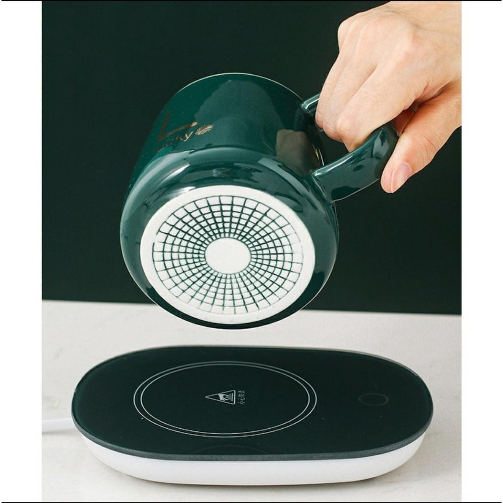 Bộ Ly Sứ Kèm Đế Hâm Nóng Trà, Cafe, Hâm sữa + Tặng Kèm thìa.