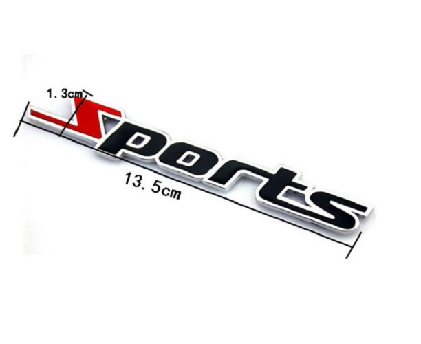 Logo kim loại chữ nổi SPORTS dán ô tô