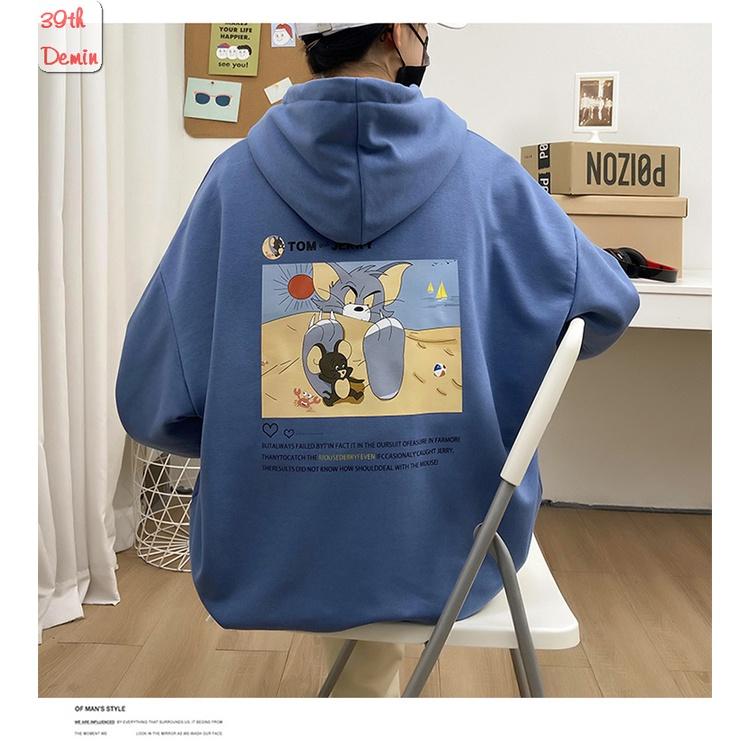 Áo Hoodie TOM & JERRY vui nhộn phong cách Hàn Quốc chất NỈ COTTON lót BÔNG unisex nam nữ