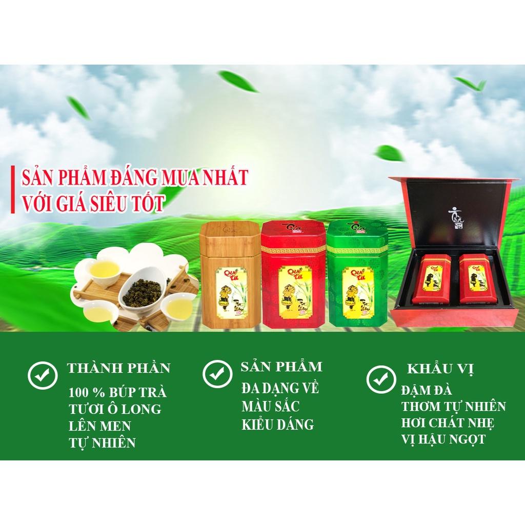 Trà ô long (o long, oolong, olong) cao cấp Quê Ta nguyên chất, nguyên liệu làm trà sữa ngon – 2 Hộp vân gỗ x 100g