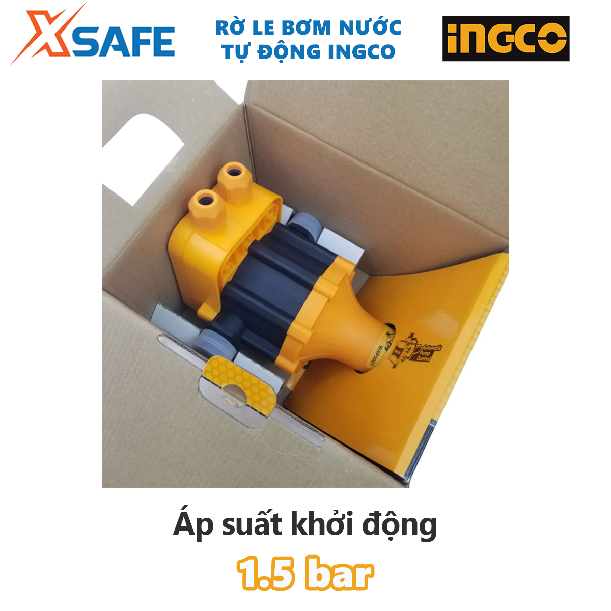 Rờ le tự động bơm nước bằng áp suất INGCO Máy rờ le bơm nước Áp suất khởi động 1.5bar Áp suất tối đa 10 bar - cam kết chính hãng