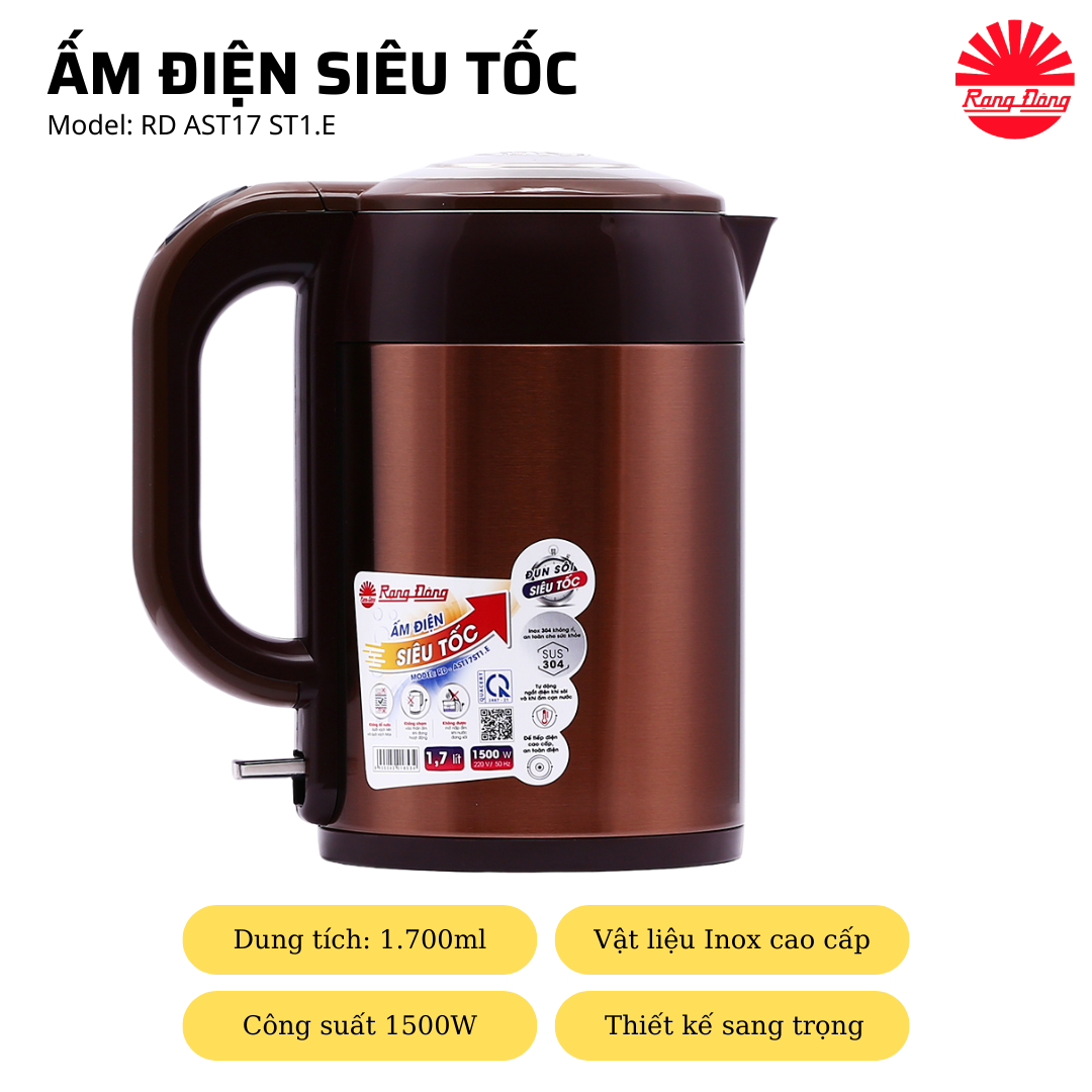 Hàng chính hãng: Ấm điện siêu tốc RD AST17 ST1.E