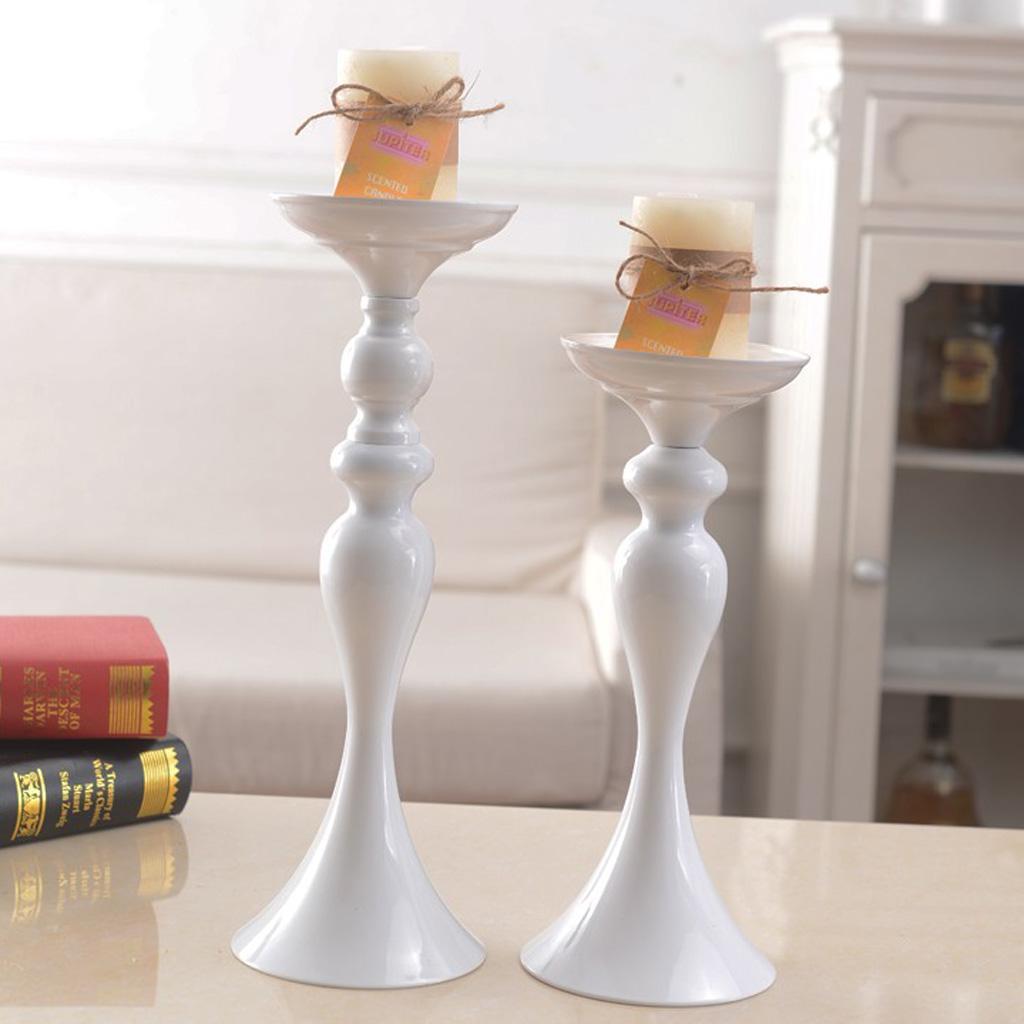 2 Pcs Long Stand Metal Candle Tea Light Holder Candlestick Flower Vase