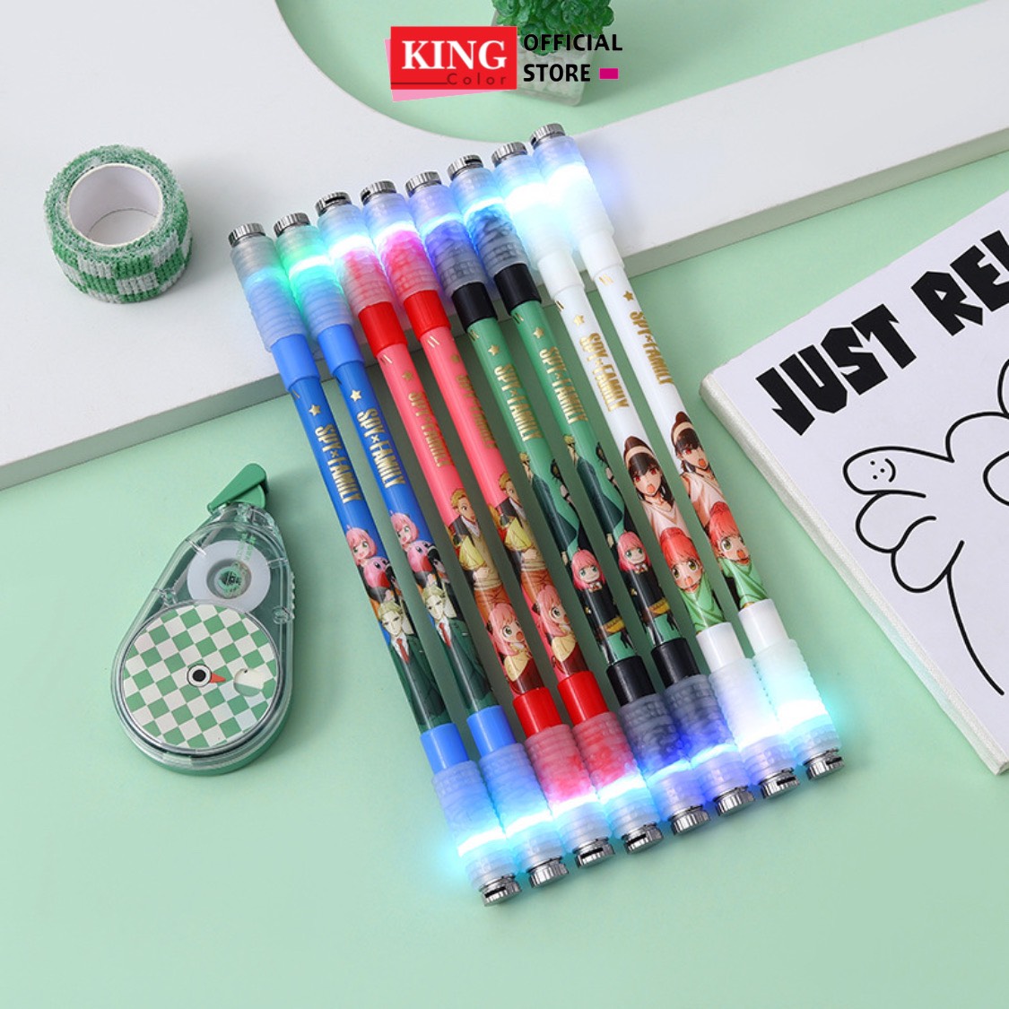Bút Xoay Nghệ Thuật Phát Sáng Có Đèn Led 2 Đầu Cân Bằng Ngón Tay Chống Trơn Trượt - Bút Quay Giải Trí Căng Thẳng