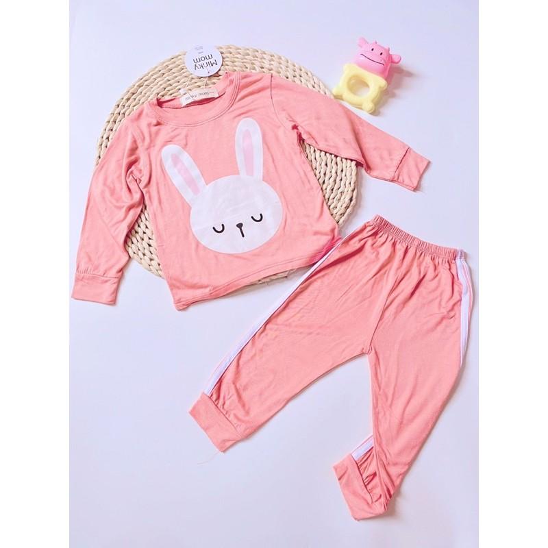 Bộ dài thun lạnh Minky mom họa tiết động vật Voi xanh