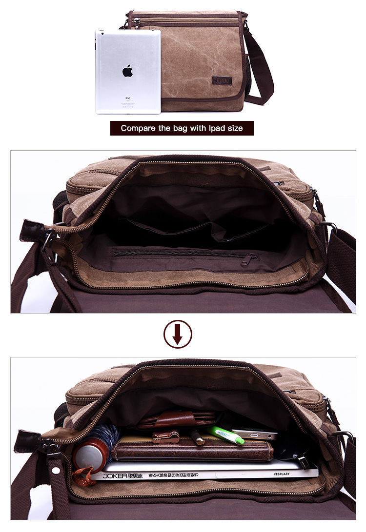 ZUOLUNDUO fashion solid color canvas hand bag canvas laptop messenger bag for men