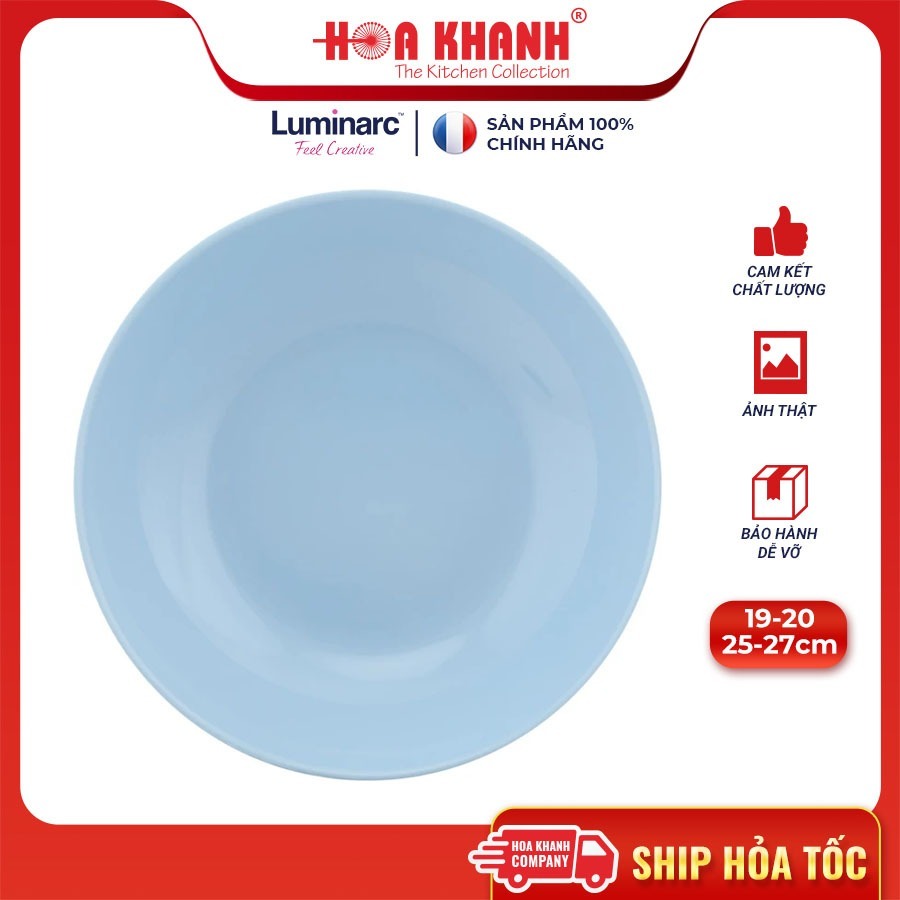 Đĩa Thủy Tinh Luminarc Diwali Light Blue 27cm đựng thức ăn, kháng vỡ, chịu nhiệt - Bộ 3 đĩa - P2015