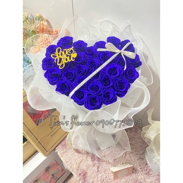 Bó hoa nhũ kim tuyến hình tim 30 bông xinh xắn
