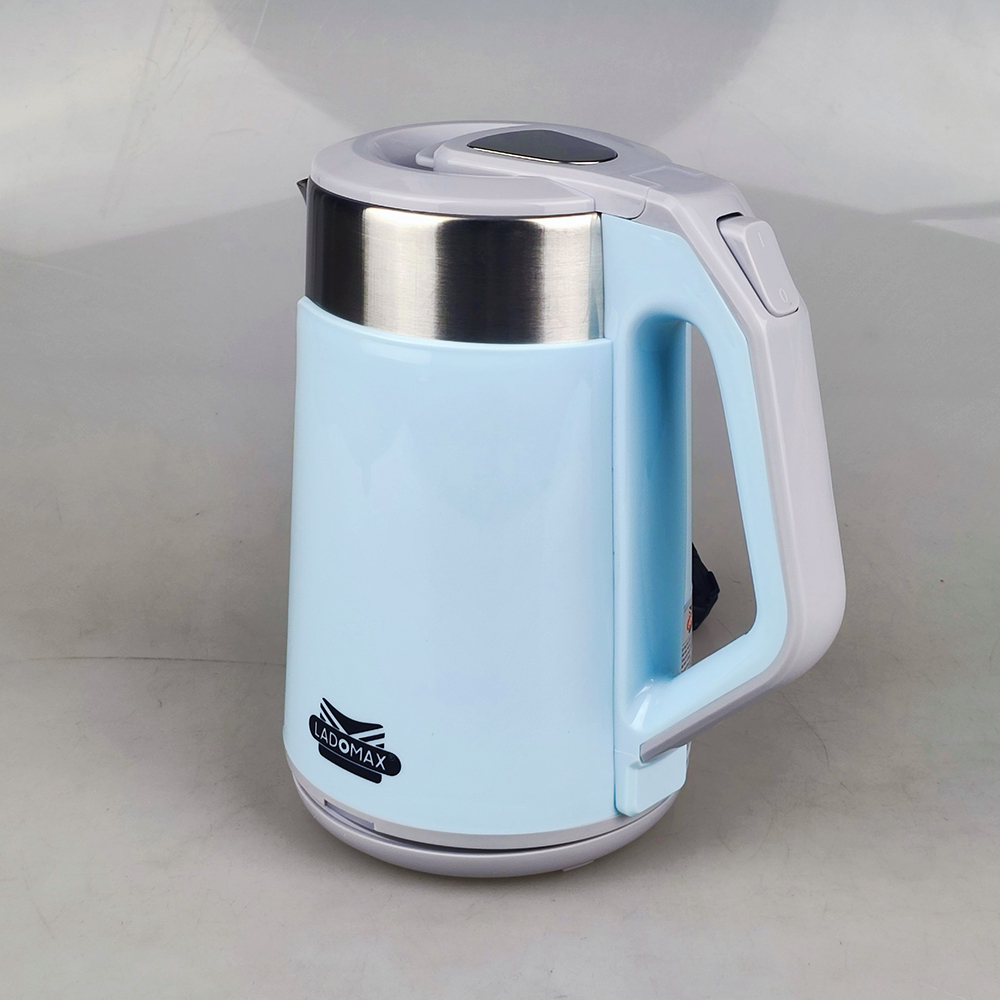 Ấm đun siêu tốc 2L Ladomax lòng ấm bằng inox 304 cách nhiệt 2 lớp công suất 1500W đun nước sôi nhanh màu xanh - Hàng Chính Hãng
