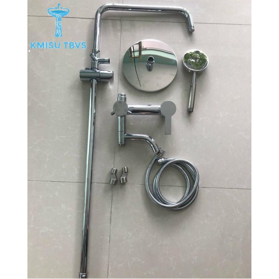 Sen cây tắm đứng, tròn inox bóng - Kmisu thiết bị vệ sinh