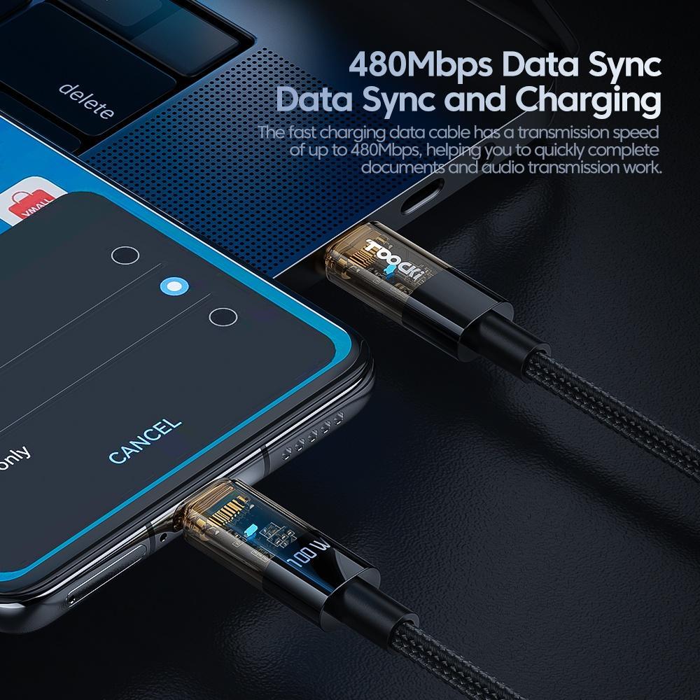 Sạc nhanh 100W Loại C sang Loại C / Cáp USB Sạc nhanh 4.0 với đèn LED Sạc nhanh USB-C