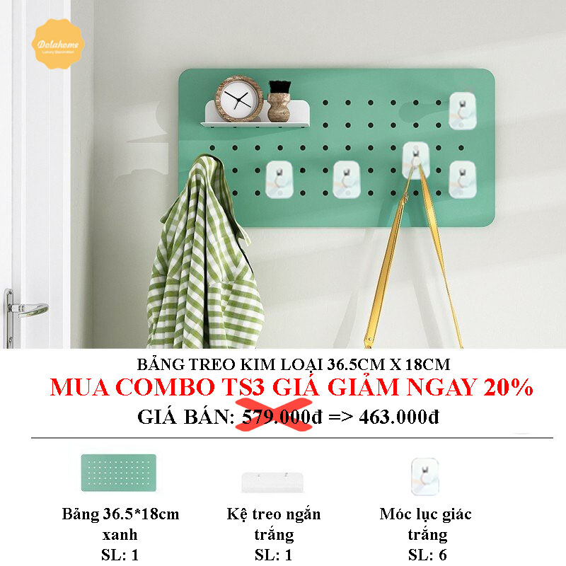 Bảng lỗ Pegboard Dola Home nhỏ gọn kim loại cao cấp treo tường treo quần áo, móc khóa, đồ dùng cần thiết