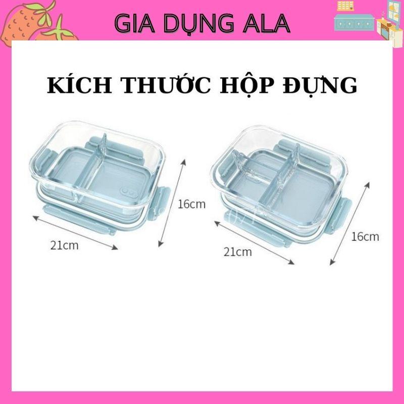 Hộp Đựng Cơm Văn Phòng Thủy Tinh 3 Ngăn Chịu Nhiệt Đựng Thức Ăn Cơm Trưa Chia Ngăn Bảo Quản Thực Phẩm