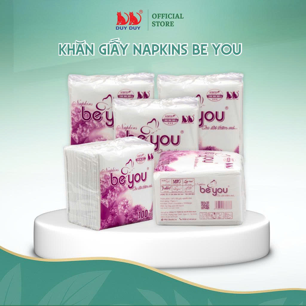 Giấy ăn Be You 100% bột giấy 100 tờ (31x31cm) lụa mềm siêu dai