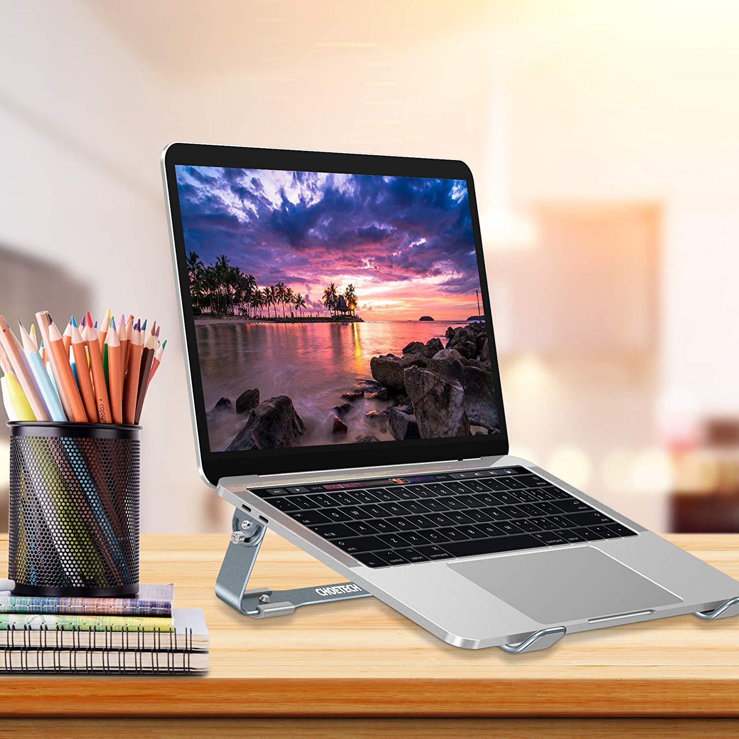 Đen - Giá đỡ Aluminum hiệu CHOETECH H033 cho Macbook Laptop 9 inch đến 17 inch giúp tản nhiệt thiết kế nhôm nguyên khối chống mỏi cổ khi làm việc - Hàng chính hãng