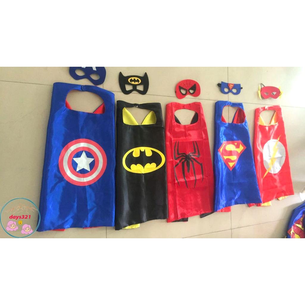 SET Áo Choàng + Mặt Nạ Superman Xanh Super Hero cho bé trai và bé gái đồ chơi siêu anh hùng