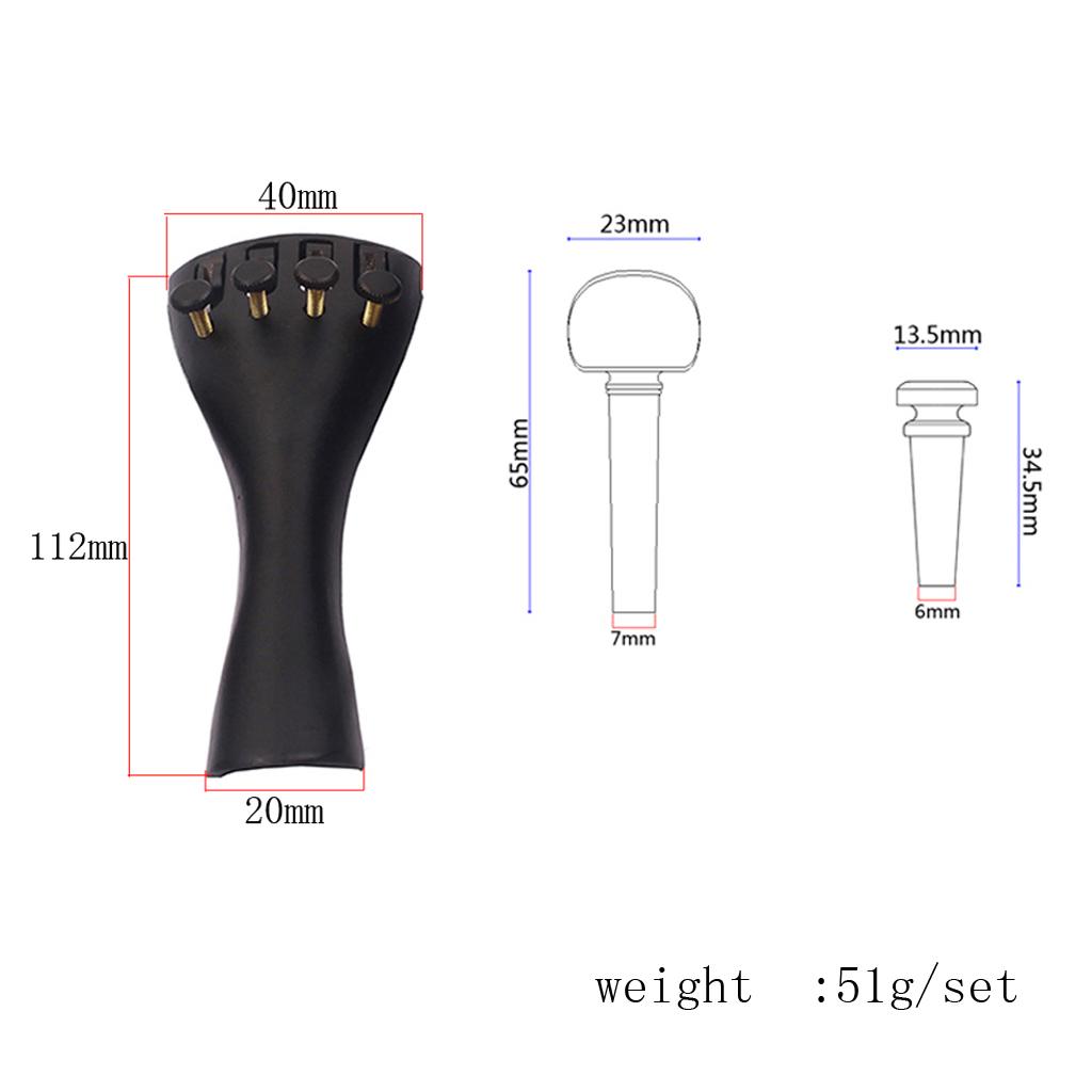 Ebony Wood Violin Tailpiece+Tuning Pegs+Endpin for 4/4 Violin Fiddle Parts