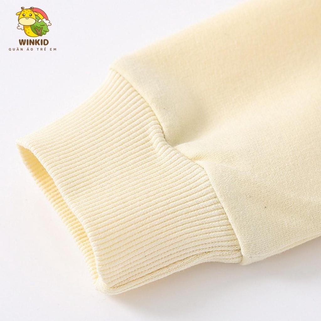 Áo nỉ cho bé WAPYPY, áo nỉ thu đông dài tay họa tiết kẻ sọc in chữ - WK010
