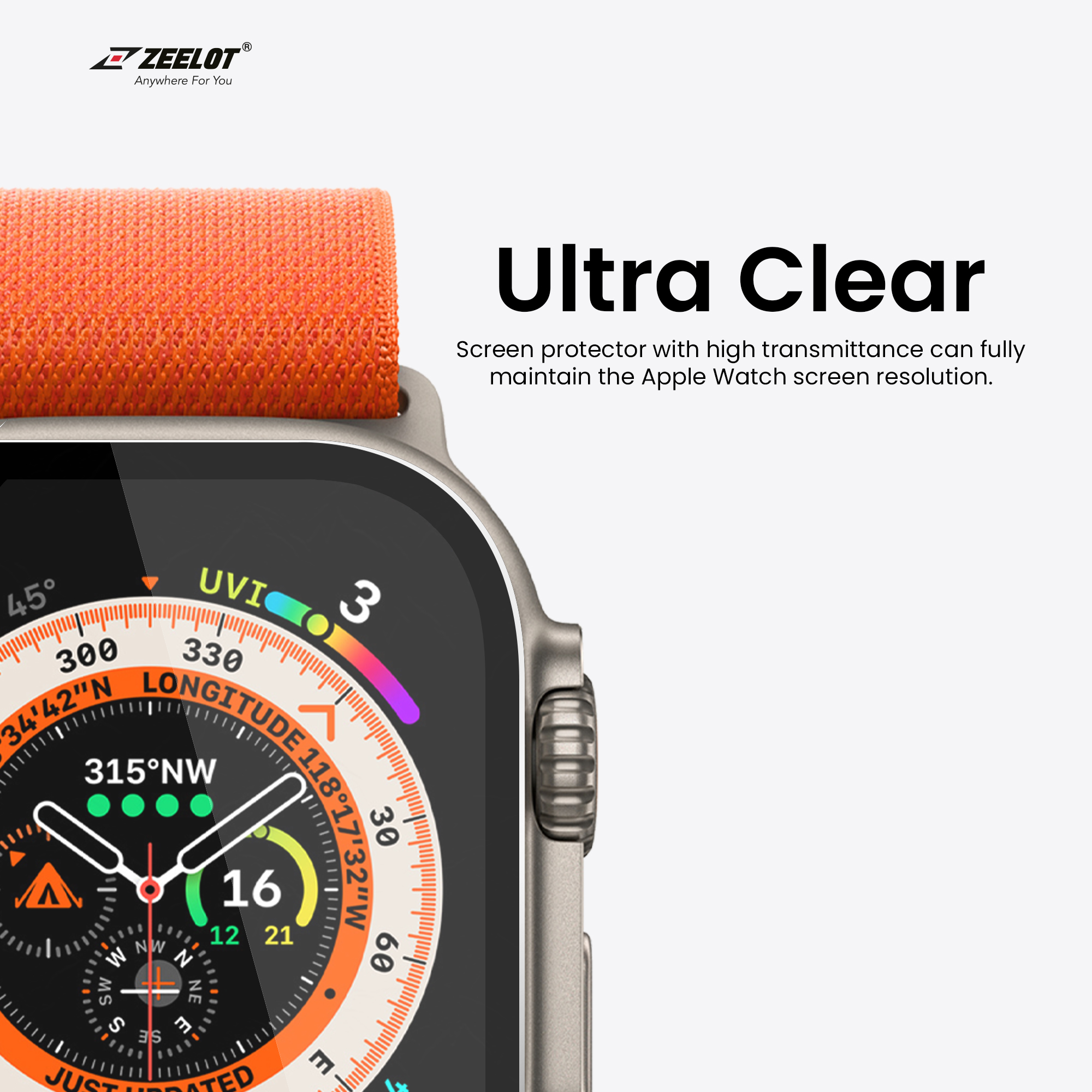 Miếng Dán Cường Lực Zeelot Dành Cho AppleWatch Ultra 49mm, PIshield 2.5D PureGlass - HÀNG CHÍNH HÃNG