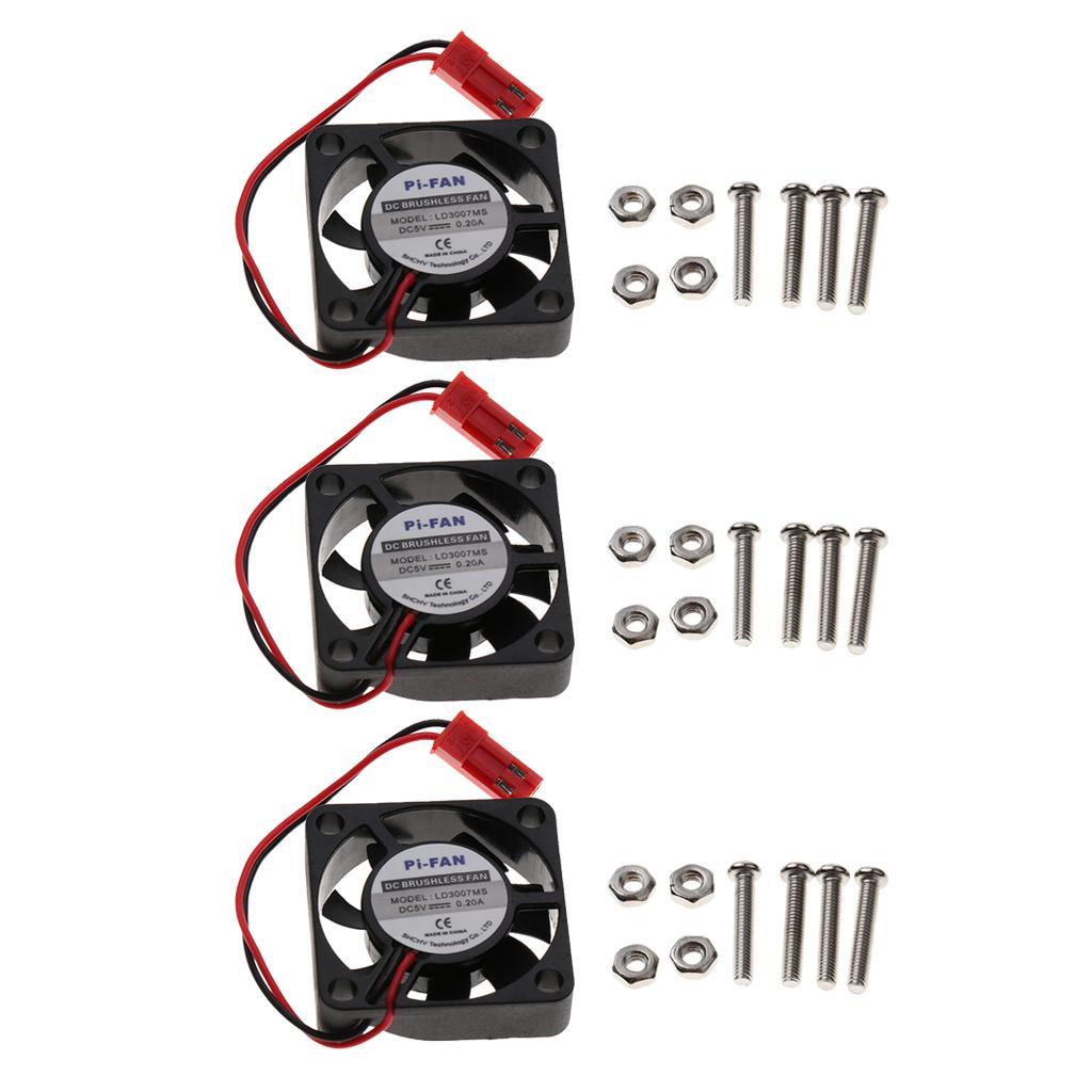 3Pcs DC 5V Brushless CPU Cooling Fan With Screws For 3B/ 2B/ B+