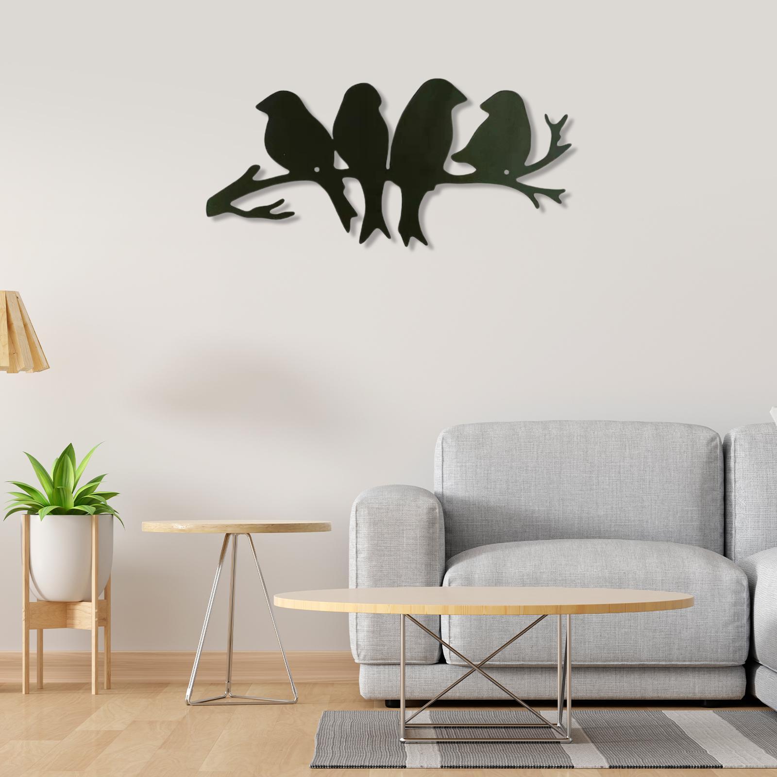 Birds on The Branch Metal Wall Art, Hanging Crafts Ornaments Bird Sculpture Animal Figurine for Festivals Wedding Birthday Dining Room
