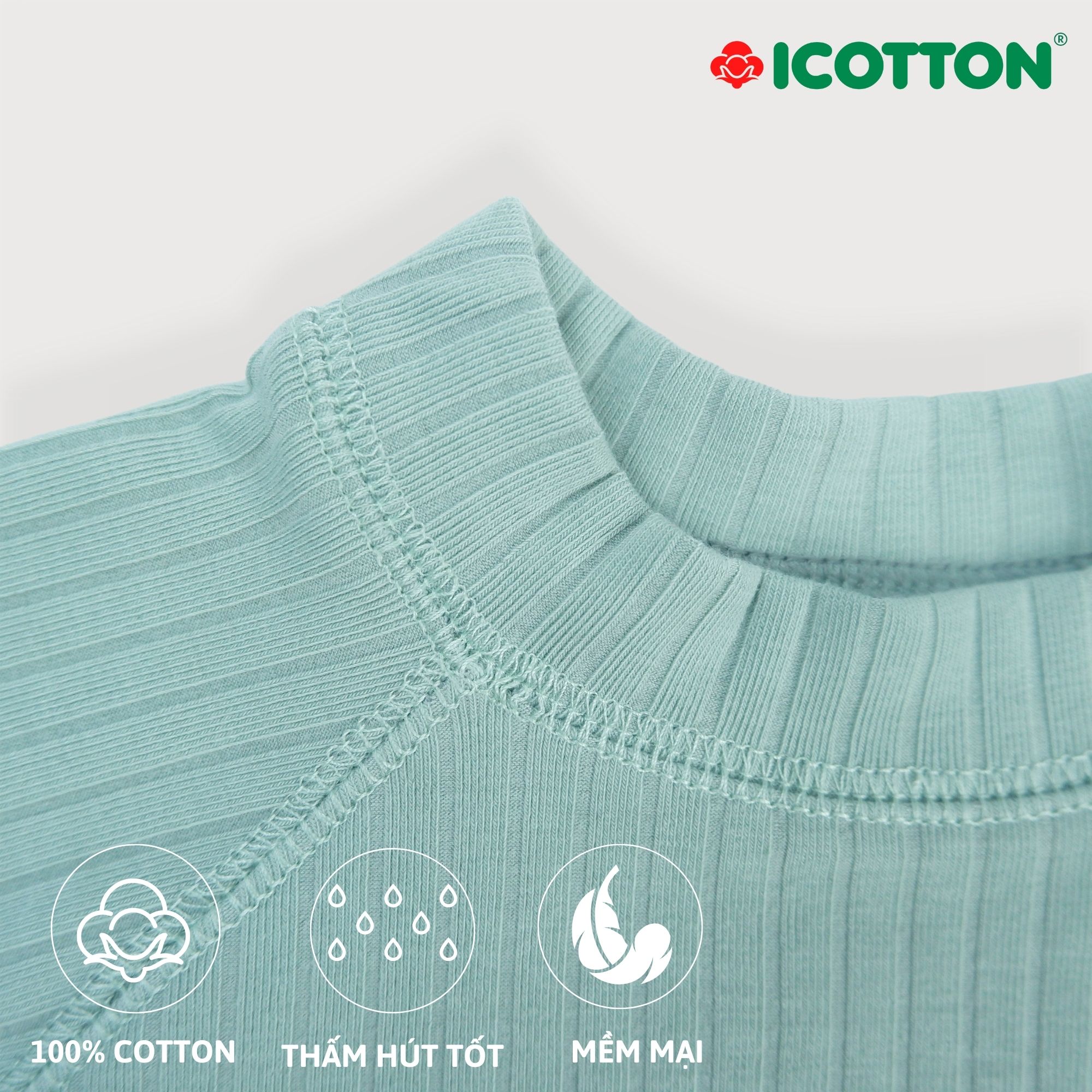 Bộ giữ nhiệt chất cotton cho bé tuổi màu Xanh min