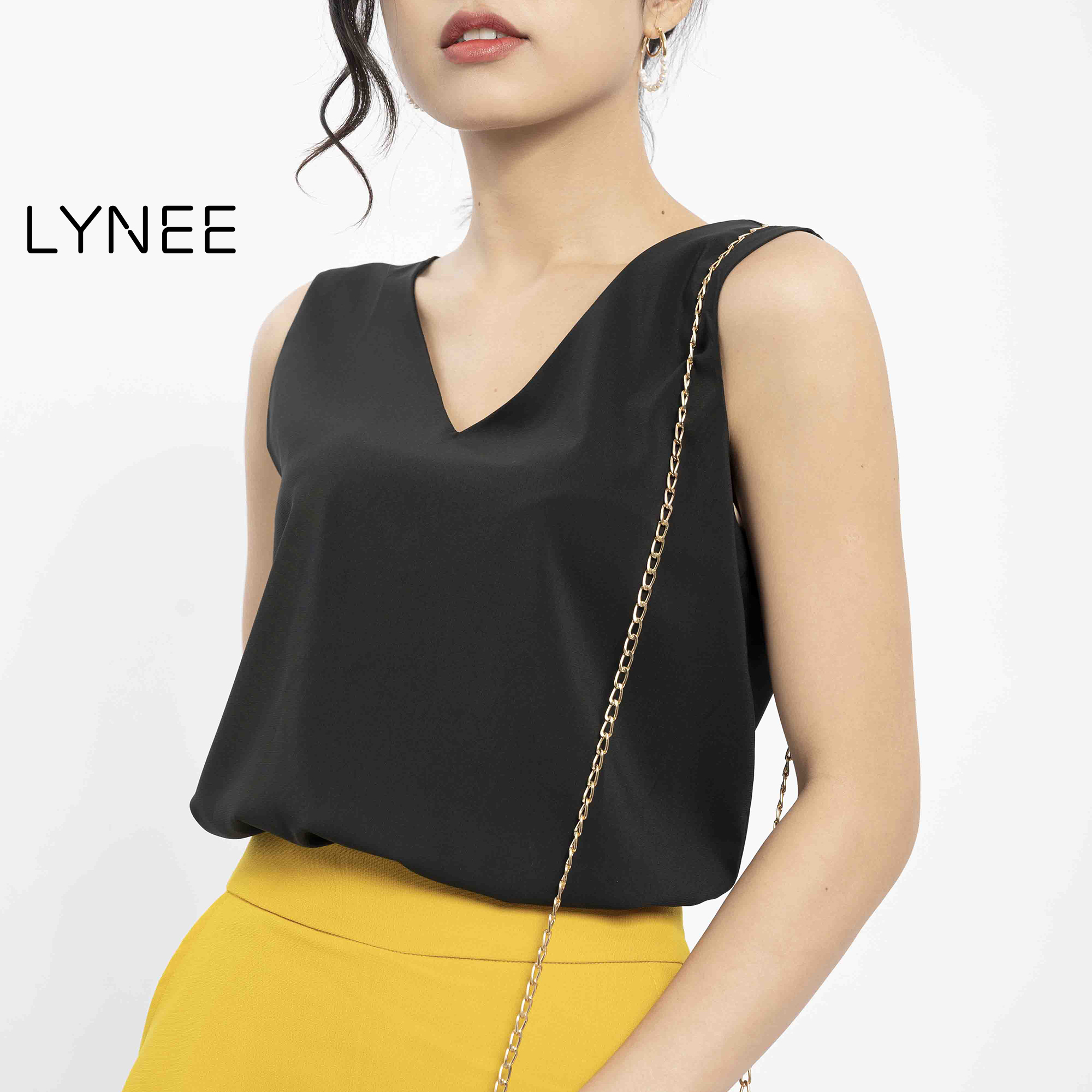 Áo sát nách nữ LYNEE áo kiểu cổ tim vải lụa mềm mịn tạo cảm giác thoải mái ST01