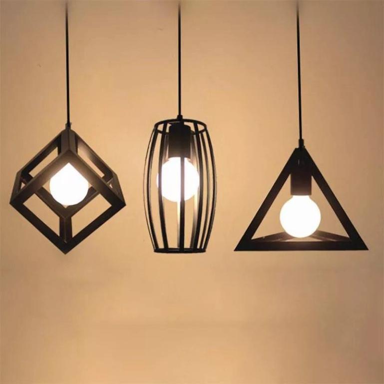 Đèn thả trần trang trí quán cà phê trang trí shop HL123 hinh vuông, hình trụ, hình tam giác