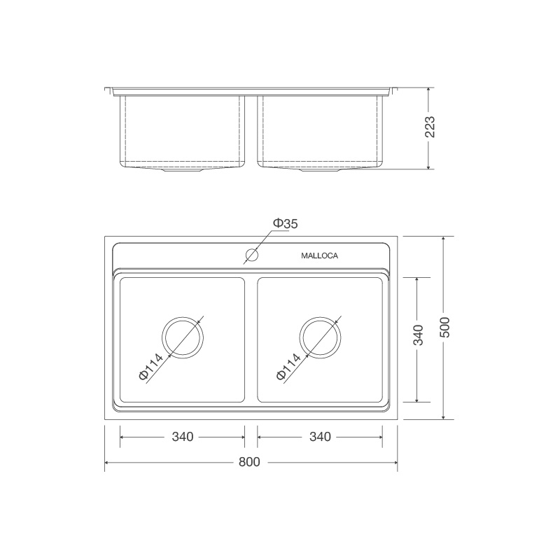 Chậu rửa chén Malloca MS 8812 - Hàng Chính Hãng