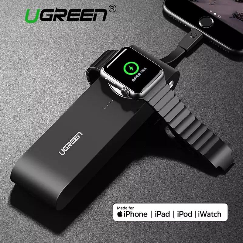 Ugreen UG20845CD129TK 4400mAh màu Đen Sạc dự phòng + cáp sạc Iphone + đồng hồ Apple có chip MFI - HÀNG CHÍNH HÃNG