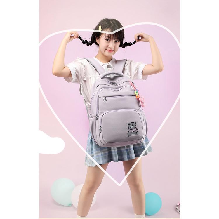 Balo đi học nữ thời trang ulzzang hàn quốc cho bé gái đi học cấp 1 cấp 2 đẹp hình gấu đáng yêu đựng vừa laptop 6518