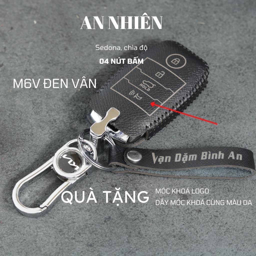 Bao da dành cho chìa khóa KIA Sedona - 4 nút bấm - Da bò thật - Khâu thủ công