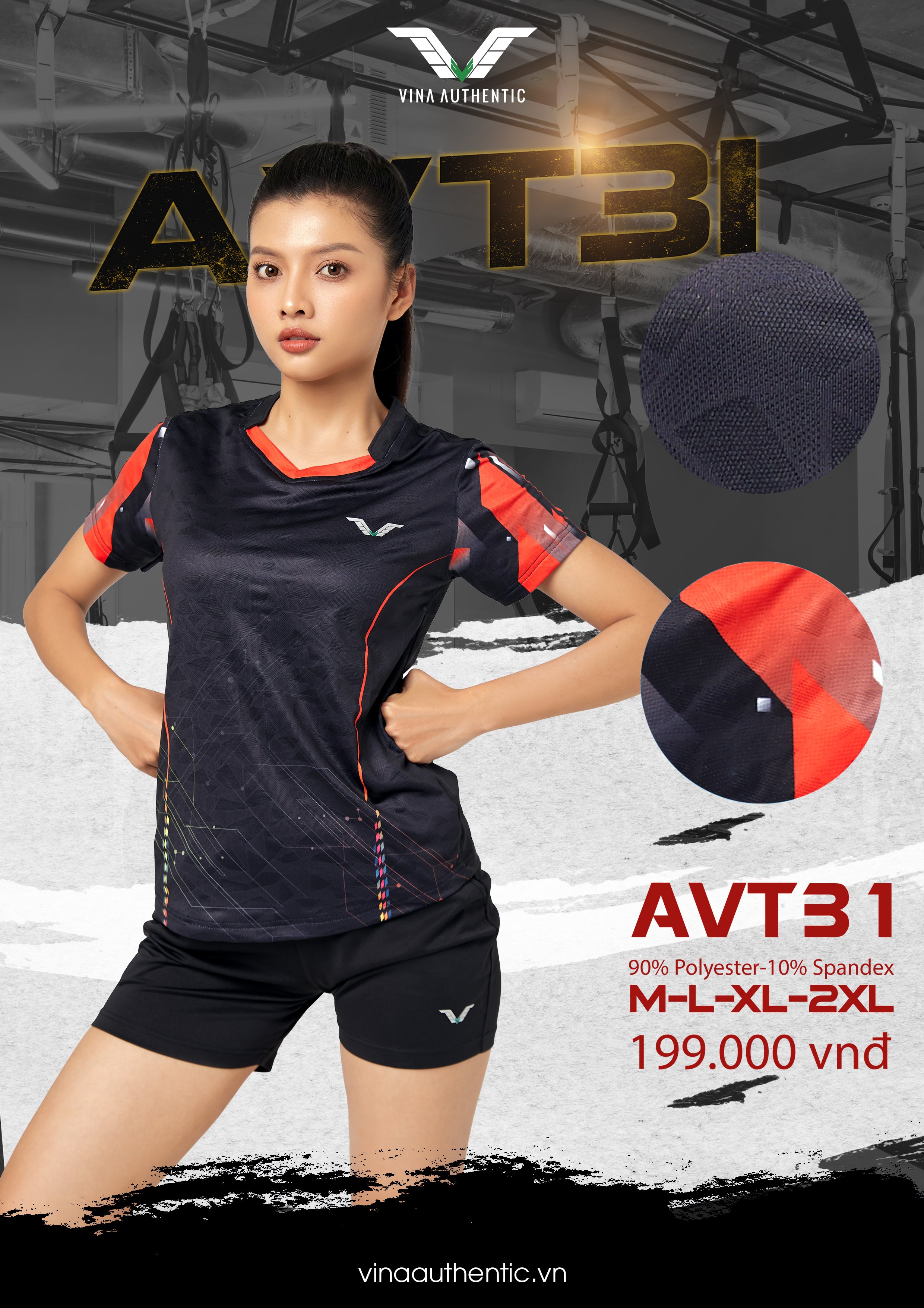 ÁO THỂ THAO NỮ AVT31 VINA AUTHENTIC CAO CẤP, CO GIẢN, DỄ HOẠT ĐỘNG, THẤM HÚT MỒ HÔI, HỢP THỜI TRANG