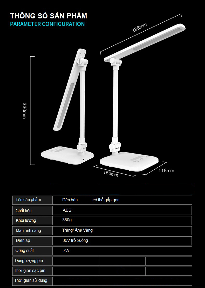 Đèn Bàn Học LED USB Di Động Cao Cấp Có Thể Gập Hai Chỗ – 03 Chế Độ Ánh Sáng Vàng Bảo Vệ Mắt Chống Cận eLights - Đèn Cắm Dây