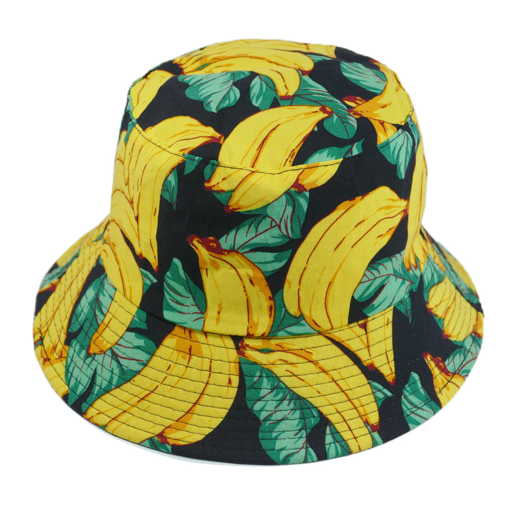 Mũ bucket trái chuối phong cách thời trang du lịch biển, họa tiết trái chuối &amp; lá độc đáo, chất liệu vải mềm mại - Hạnh Dương